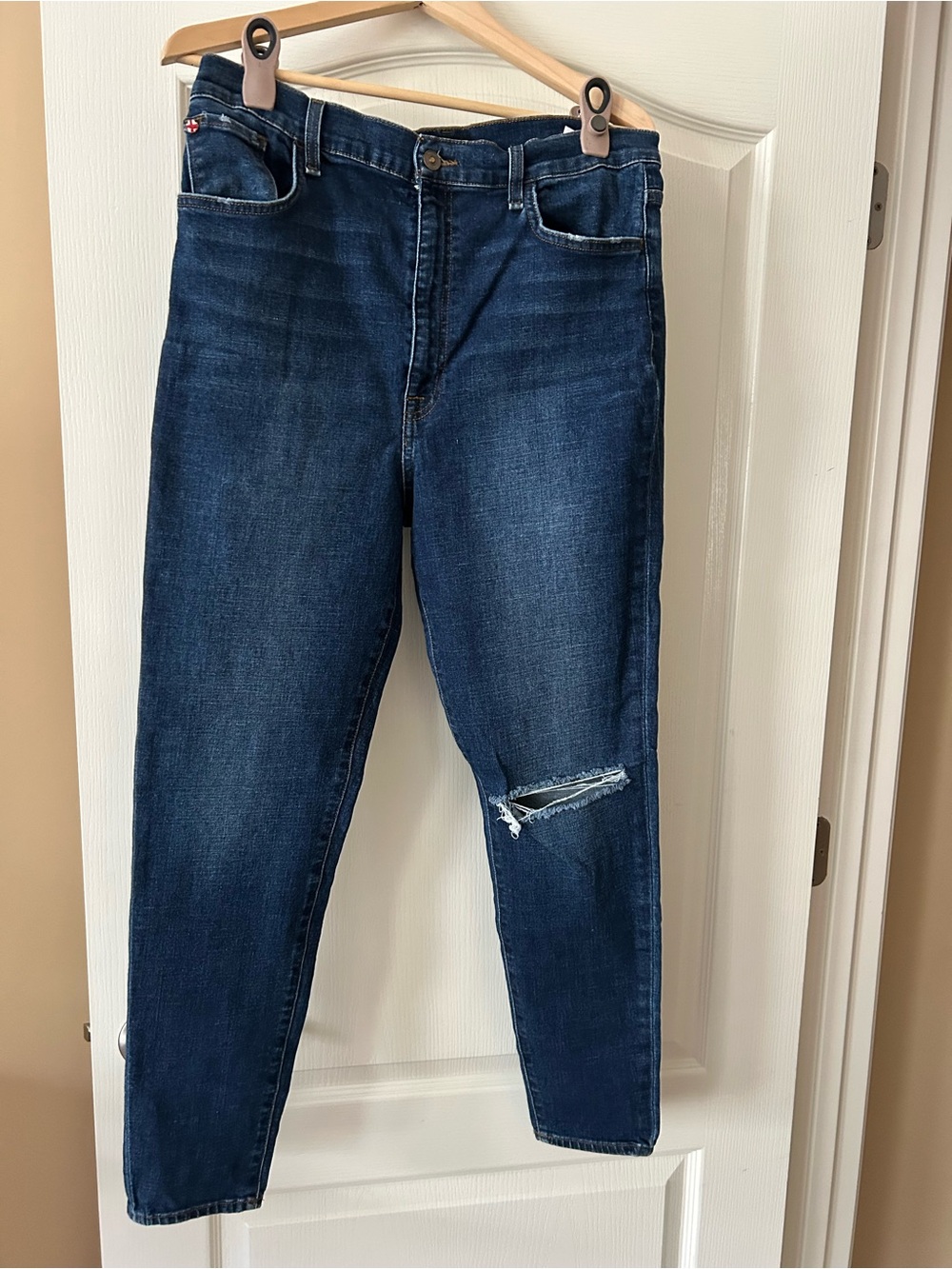 Hudson Dark Blue Slim Jeans with Knee Rip